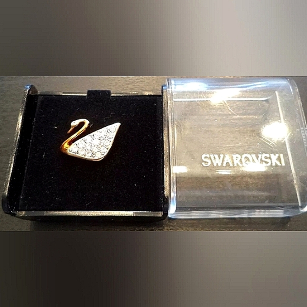 NOS Swarovski Vintage Swan Tac Pin - Picture 3 of 3